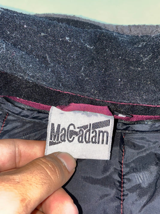 Vintage MaCadam Motorcycle Riding Jacket – Burgundy / Black – Fleece Collar Padded (M)