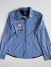 Soccx Blue Embroidered Canada Patch Button-Up Shirt (M)
