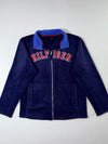 Tommy Hilfiger Fleece Jacket – Navy with Blue Collar, “Hilfiger” Spellout, (S/M)