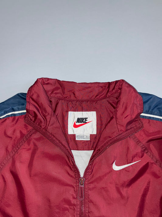 Nike Vintage 90s Maroon & Navy Colorblock Nylon Windbreaker Jacket (M/L)