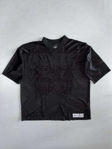 Nice Ghost Club | #55 Tonal Star Graphic Mesh Football Jersey | Black (XL)