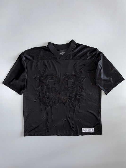 Nice Ghost Club | #55 Tonal Star Graphic Mesh Football Jersey | Black (XL)