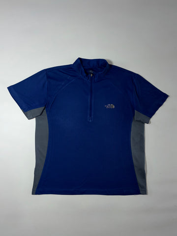 The North Face Quarter-Zip Short Sleeve Performance Jersey – Royal Blue / Grey (L)