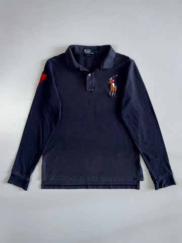 Polo Ralph Lauren Navy Big Pony Long-Sleeve Polo #3 Sleeve Custom Fit (M)