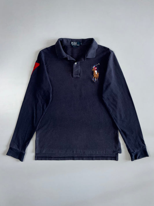 Polo Ralph Lauren Navy Big Pony Long-Sleeve Polo #3 Sleeve Custom Fit (M)