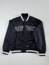 Vintage SPAO Black New York Satin Varsity Jacket (L)