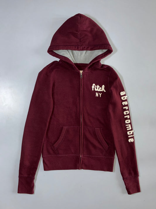 Abercrombie Kids | Fitch NY Zip Hoodie Maroon | (XS)