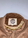 Global Identity Beige Distressed Leather Bomber Jacket (M)