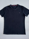 Tommy Hilfiger Black Crewneck Tee Signature Flag Logo (L)