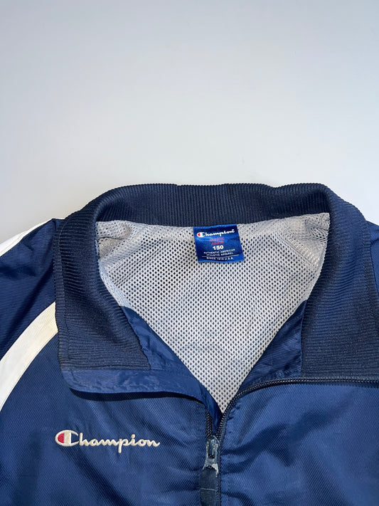 Champion Script Logo Windbreaker Jacket Mesh Lined Navy White Colorblock Size 150. (M)