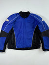 Vintage APS PowerSports Blue Black Mesh Motorcycle Jacket  Padded (XL)