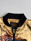 Vintage Stockton Satin Bomber Jacket Abstract Face Art Print – Gold – (L)