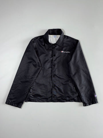 Champion Script Logo Coach Jacket – Black (M)