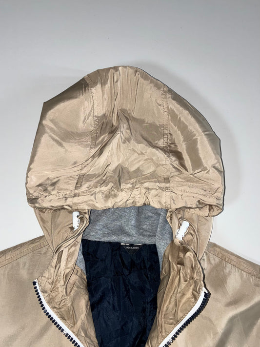 Jack & Jones Colorblock Half-Zip Hooded Windbreaker Jacket Beige/Navy (M)