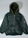 Various Green Satin Bomber Jacket with Faux Fur Hood Reversible (L/XL)