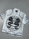 Y2K No Boundaries Dual Dragon Chain Print Camp Collar Shirt (XL/2XL)