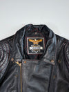 United Leather Vintage Black Belted Moto Biker Jacket (XL)