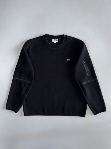 Lacoste Sport | Tech Crewneck Sweatshirt | Sleeve Zip Pocket | Black (XL)