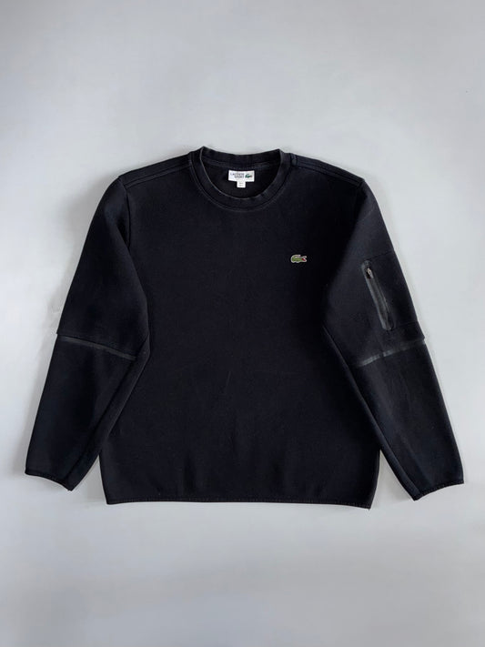 Lacoste Sport | Tech Crewneck Sweatshirt | Sleeve Zip Pocket | Black (XL)