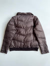 Vintage Japanese Brown Faux-Suede Puffer Jacket – Studded Embroidery (M)