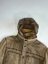 Armani Exchange Washed Khaki Coated Cotton Hooded Jacket – Quilted Lining (XL)
