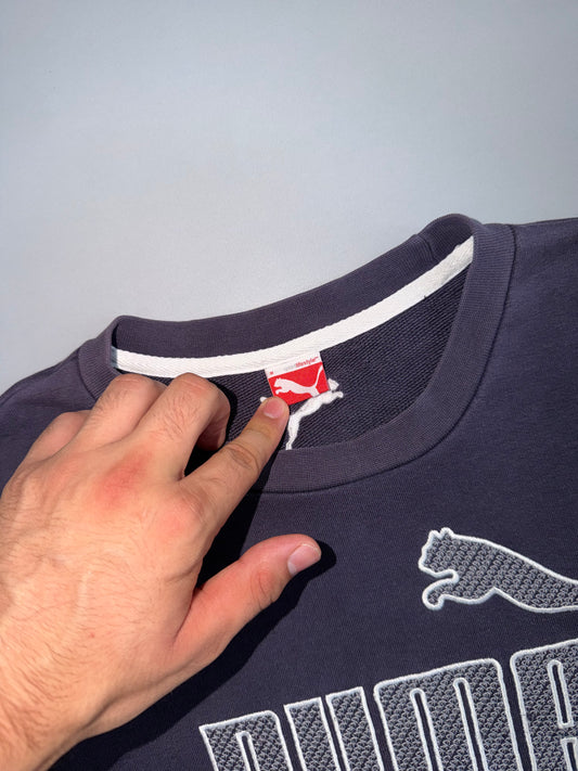 Puma Crewneck Sweatshirt | Navy Purple | Embroidered Logo (M)