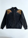 Vintage Black Tiger Embroidered Zip-Up Track Jacket (2XL)