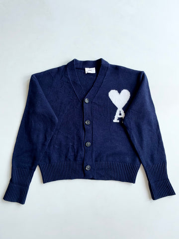 AMI Paris Ami de Coeur Navy Knit Cardigan (L/XL)