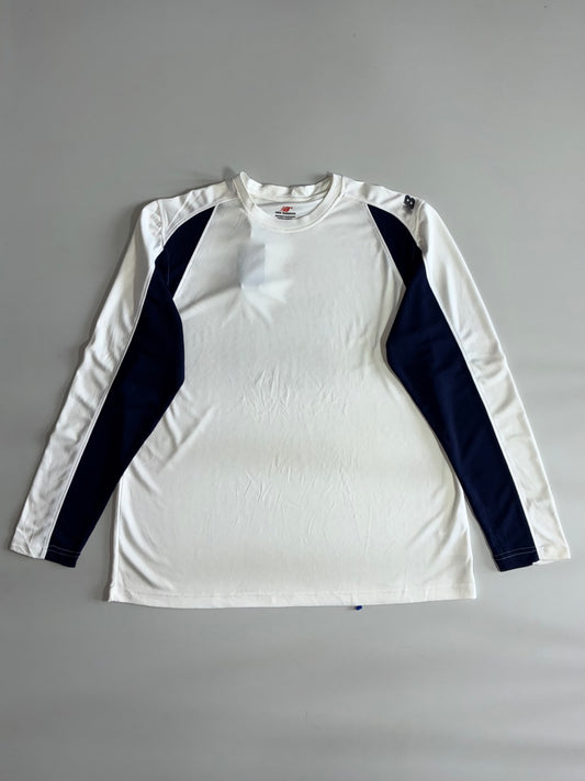 New Balance Colorblock Long Sleeve Running Top – White/Navy (XL)