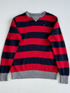 Tommy Hilfiger Red & Navy Rugby Stripe Knit Sweater (S)
