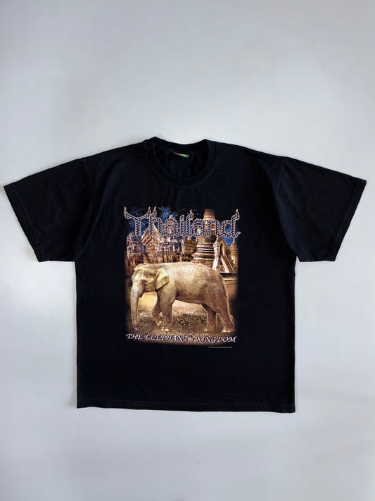 Vintage Thailand “The Elephant’s Kingdom” Souvenir Graphic Tee | Black (2XL)