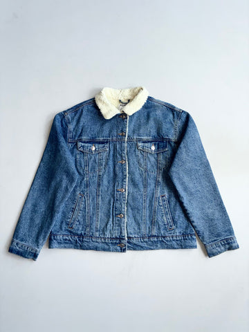 Vintage Pull And Bear Sherpa Collar Denim Jacket (L)