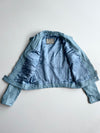 Mulligans Ireland Baby Blue Leather Café Racer Jacket women’s – Made in Italy(XS)