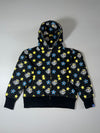 Sexy Diamond All-Over Print Full-Zip Hoodie — Black | Stars, Diamonds & Floral Pattern (S)