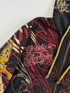 Christian Audigier Y2K Rhinestone Sugar Skull Tattoo Full-Zip Hoodie (M/L)