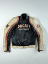 Vintage Ducati Meccanica Black & Cream Leather Racing Jacket (PADDED) (S)