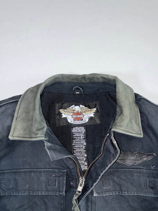 Vintage Harley-Davidson Eagle Wings Zip-Up Field (Padded) Jacket (L/Xl)