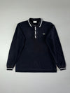 Lacoste Black Long Sleeve Polo – White Tipped Collar | (M)