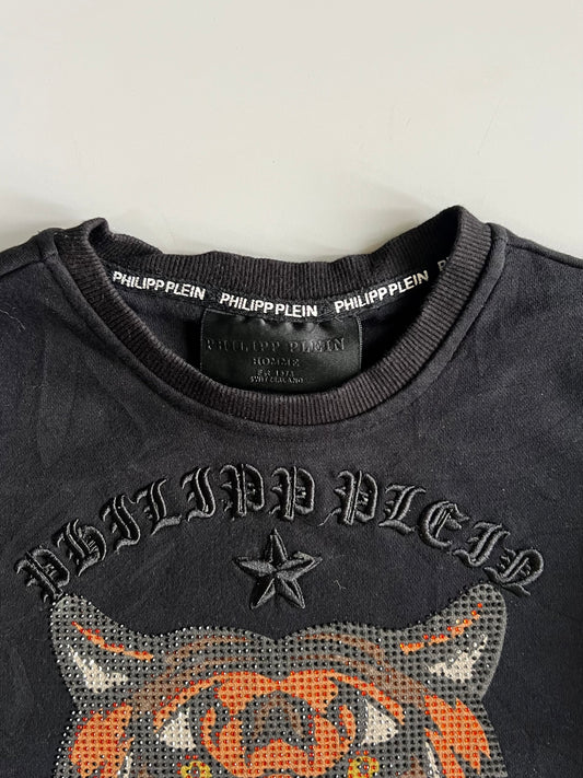 Philipp Plein Homme Rhinestone Tiger Crewneck Sweatshirt (S)