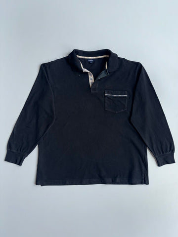 Burberry London | Black Longsleeve Polo | (XL)