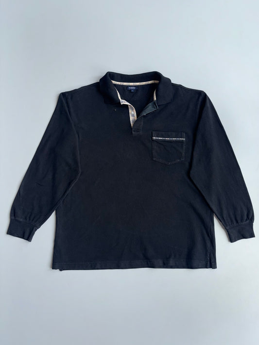 Burberry London | Black Longsleeve Polo | (XL)