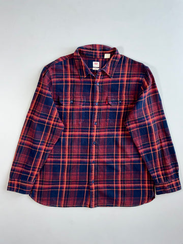 Levi’s Red & Navy Plaid Flannel Shirt(Xl)