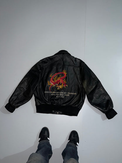 ZSuper Rare 90's Vintage (Rare) Original Leather Jacket, Embroidered (M/L)