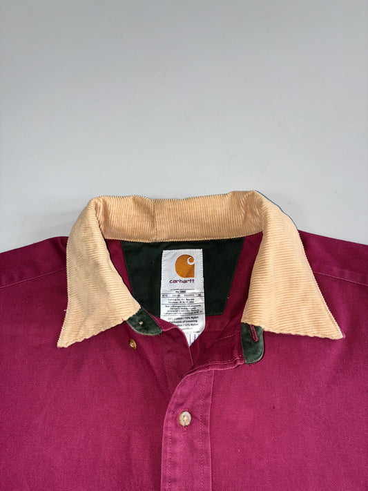 Carhartt Burgundy Heavyweight Button-Up Work Shirt (2XL)