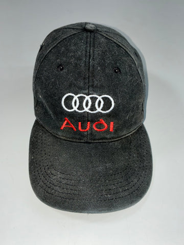 Vintage Audi Washed Black Embroidered Logo Baseball Cap (Adjustable)
