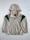 New Balance Beige & Green Colour-Block Hooded Windbreaker Jacket(Xs)