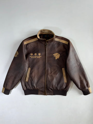 Blue Fox Jeans Tiger Graphic Leather Bomber (L)
