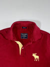 Abercrombie & Fitch Burgundy Piqué Polo T-Shirt – Big Moose Logo – (M)