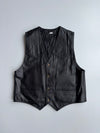 Vintage Leather Waistcoat Vest | Western Cut Brass Buttons | Genuine Leather (M)