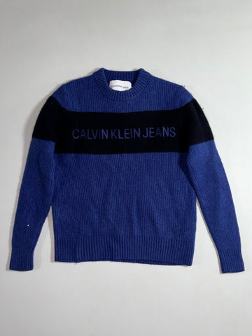 Calvin Klein Jeans | Blue Black Shetland Wool Knit Sweater (S)